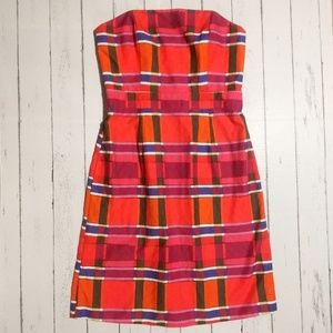 Banana Republic Pink Plaid Strapless A-Line Dress